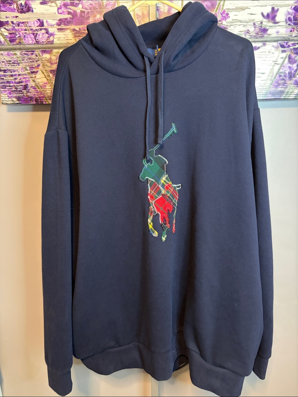 Polo Ralph Lauren Navy Hoodie with Multicolor Patchwork Pony NWT Size 3XB